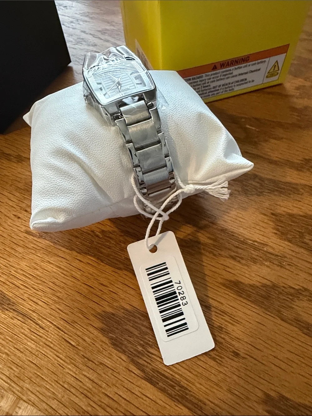 Invicta Silver Stainless Steel Women’s Watch with Rectangular Dial